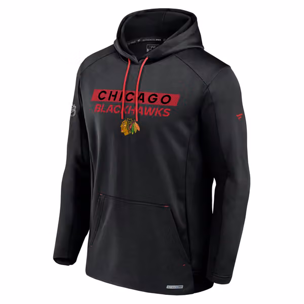 Chicago Blackhawks 2024/25 Authentic Pro Rink Tech NHL Hoodie Black view 1