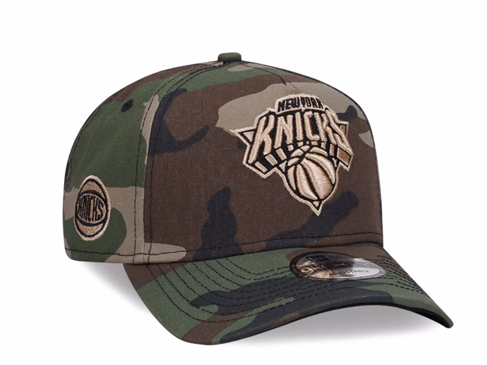 New Era New York Knicks C Dub Camo 9Forty A Frame Snapback Hat front