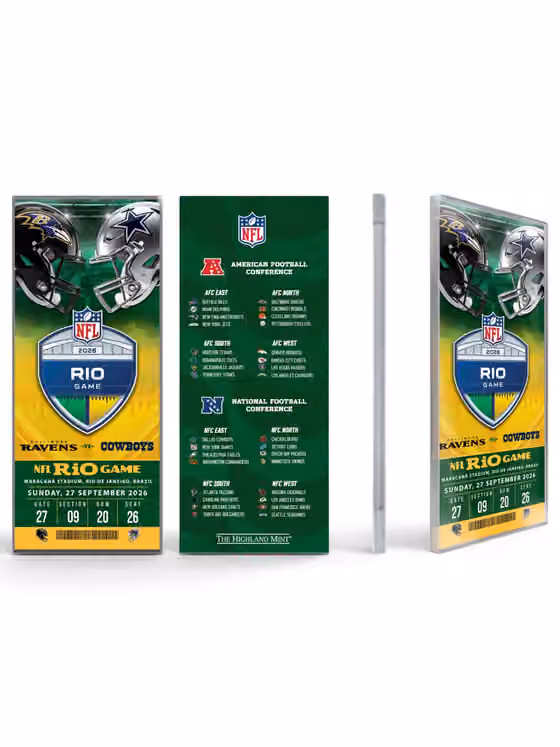 2026 NFL Rio Game Ravens vs Cowboys Acrylic Ticket view 1