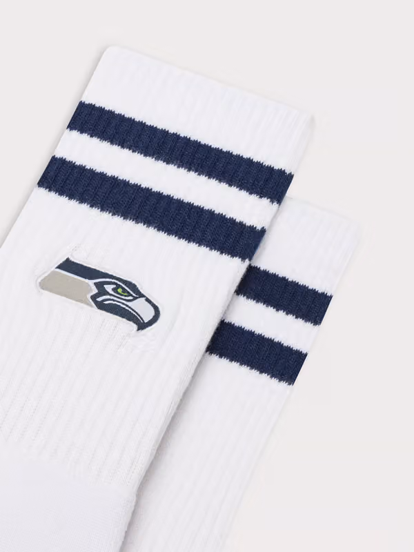 Seattle Seahawks L&L '90 Classics NFL Crew Socks White view 2