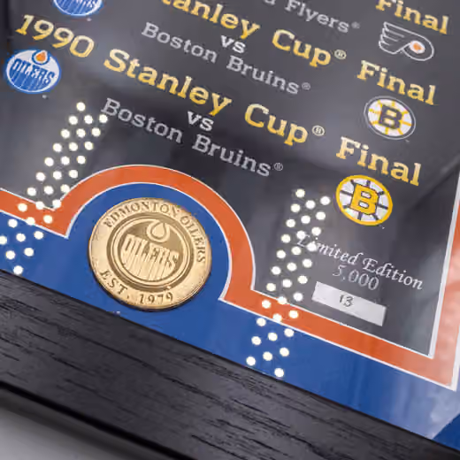 Edmonton Oilers Stanley Cup Legacy Bronze Coin Framed NHL Photo view 2