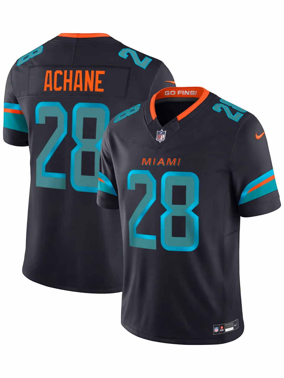 De'Von Achane #28 Miami Dolphins Rivalries Stitched Limited NFL Jersey Navy view 1