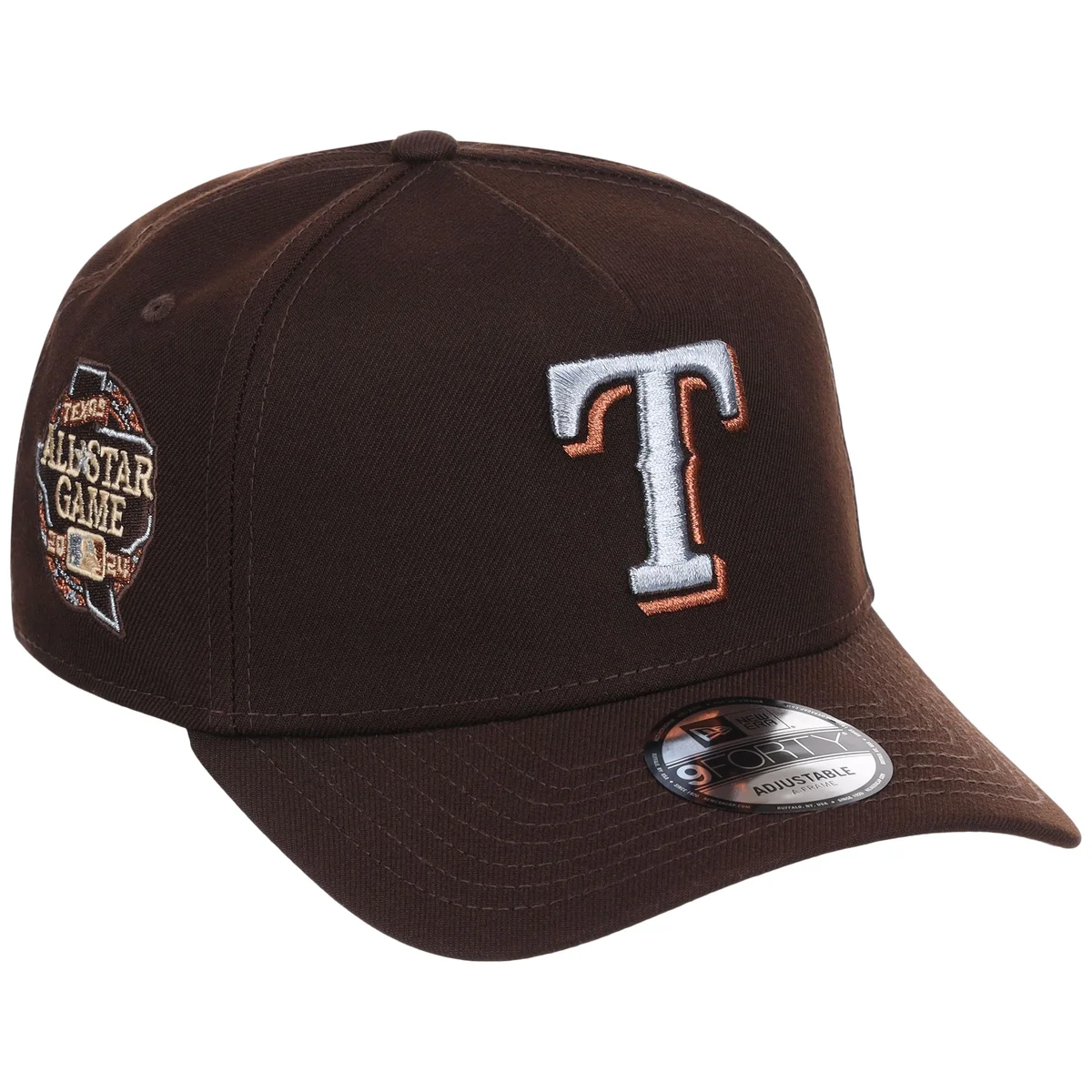 Texas Rangers MLB Frosted Bark New Era 9FORTY A-Frame front view
