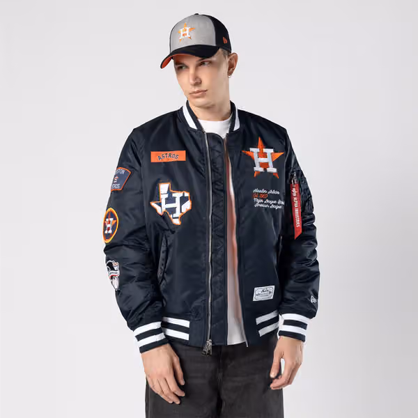Houston Astros Alpha Industries MA-1 MLB Bomber Jacket Navy view 3
