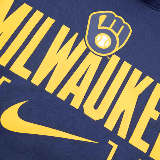 Milwaukee Brewers Nike Club Slack MLB Hoodie Navy view 3