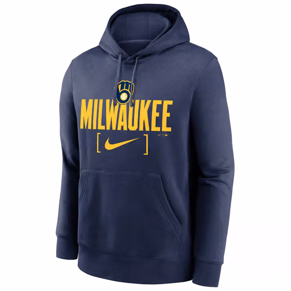 Milwaukee Brewers Nike Club Slack MLB Hoodie Navy view 1