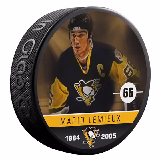 Mario Lemieux Pittsburgh Penguins Alumni NHL Puck view 1