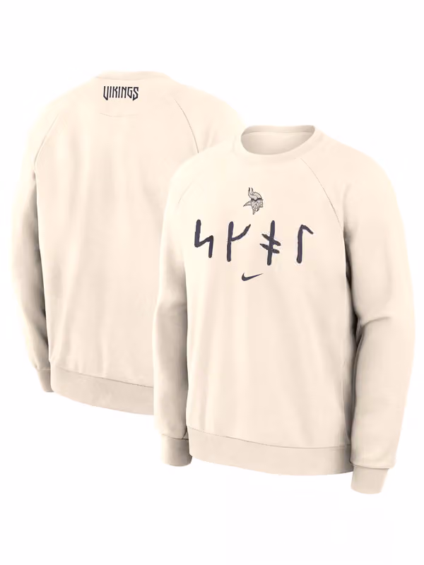 Minnesota Vikings 2026 NFL Rivalries Dri-FIT Crewneck Pullover Natural view 1