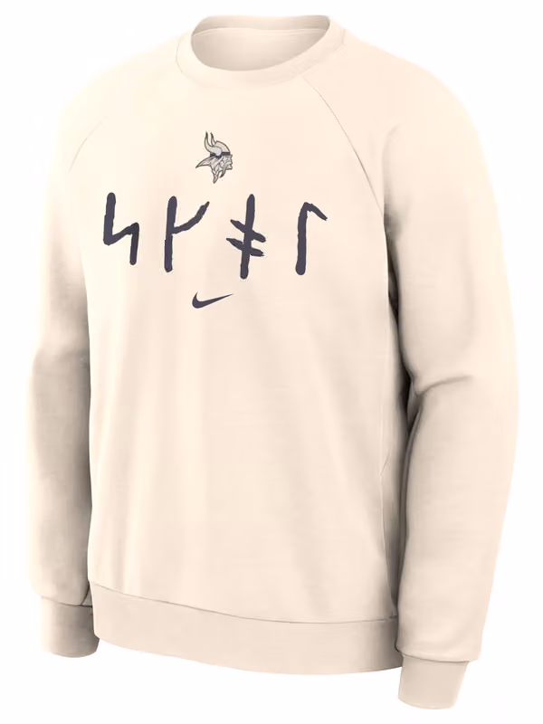 Minnesota Vikings 2026 NFL Rivalries Dri-FIT Crewneck Pullover Natural view 2