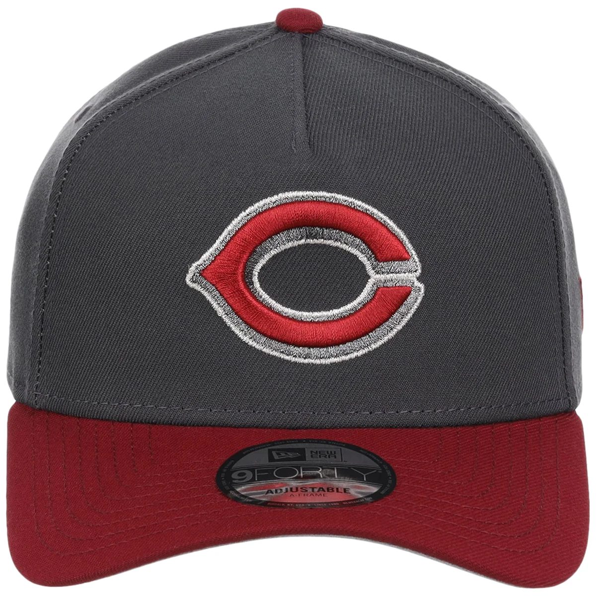 Cincinnati Reds MLB Graphite x Cardinal FASHION CORE New Era 9FORTY A-Frame detail view