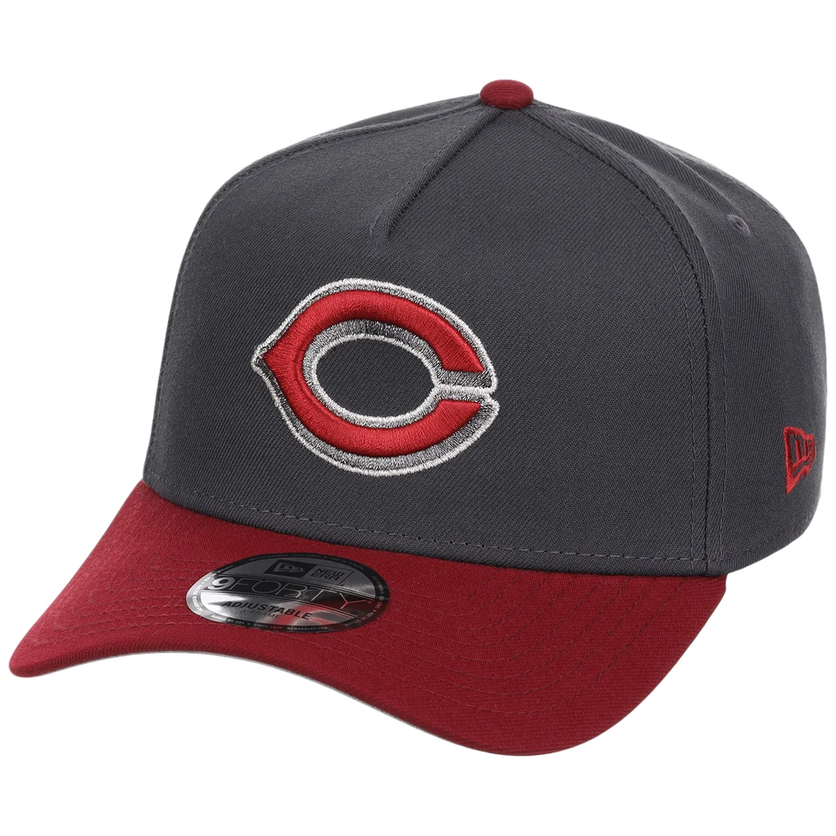 Cincinnati Reds MLB Graphite x Cardinal FASHION CORE New Era 9FORTY A-Frame detail view