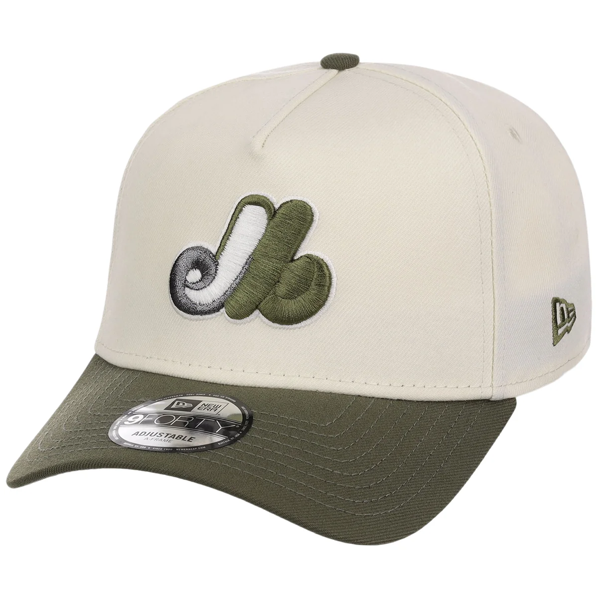 Montreal Expos MLB Chrome Olive New Era 9FORTY detail view
