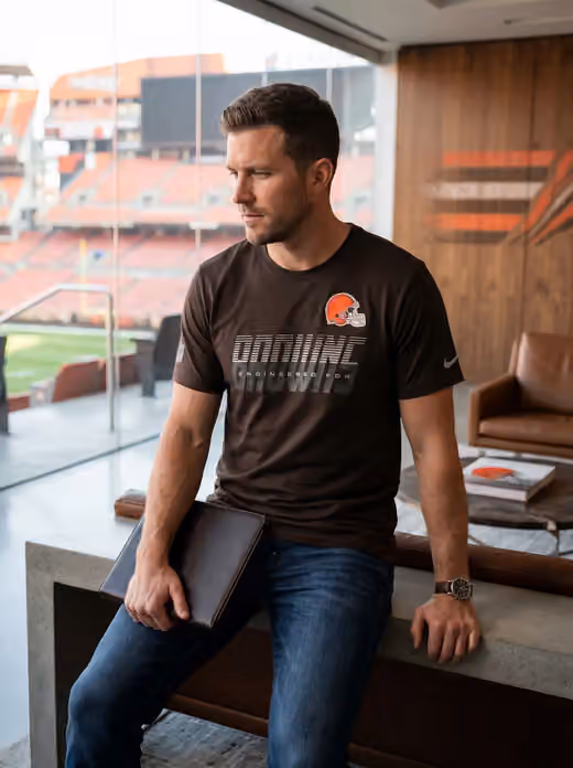 Cleveland Browns 2026 NFL Sideline Team Issue Dri-Fit T-Shirt Brown view 3