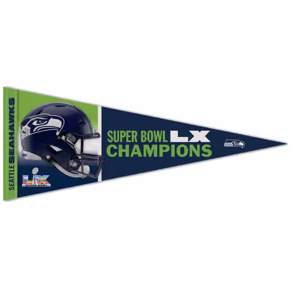 Seattle Seahawks Super Bowl LX Champions Premium NFL Pennant view 1
