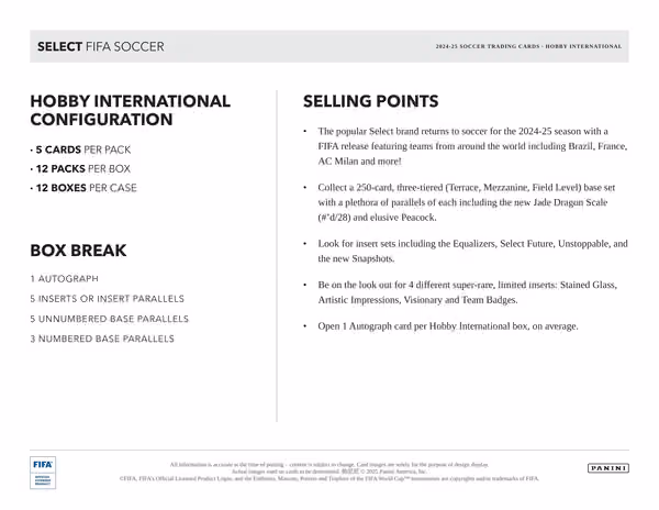 2024/25 Panini Select FIFA Fußball International Hobby Box view 5