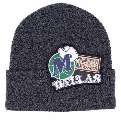 Dallas Mavericks XL Logo Patch Mitchell & Ness NBA Beanie Knit product photo