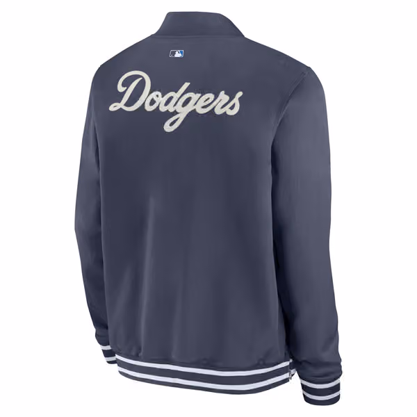 Los Angeles Dodgers City Connect 2026 MLB Authentic Dugout Bomber Jacket Navy view 3