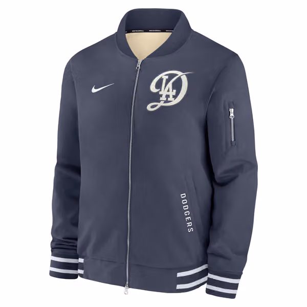 Los Angeles Dodgers City Connect 2026 MLB Authentic Dugout Bomber Jacket Navy view 2