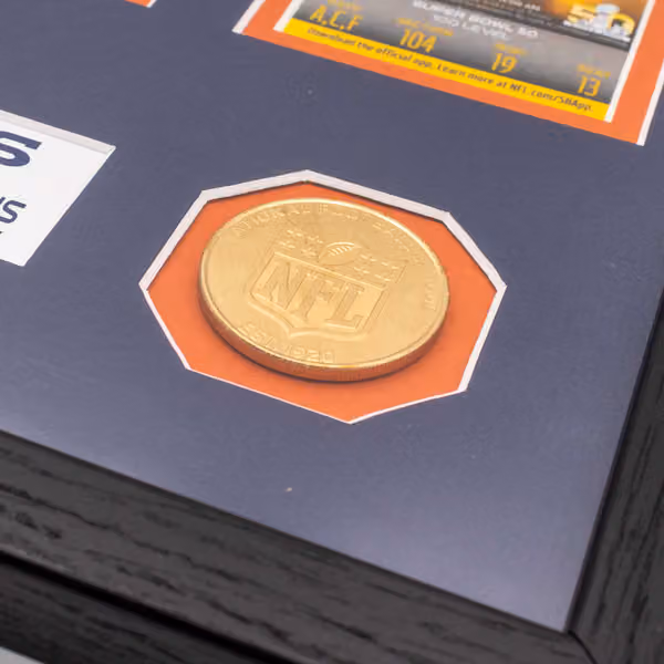 Denver Broncos 3-Time Super Bowl Champions Tickets Bronze Coins Framed NFL Photo view 3