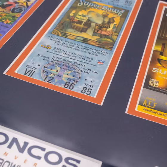 Denver Broncos 3-Time Super Bowl Champions Tickets Bronze Coins Framed NFL Photo view 4