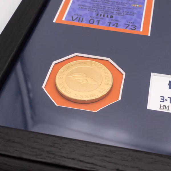 Denver Broncos 3-Time Super Bowl Champions Tickets Bronze Coins Framed NFL Photo view 2