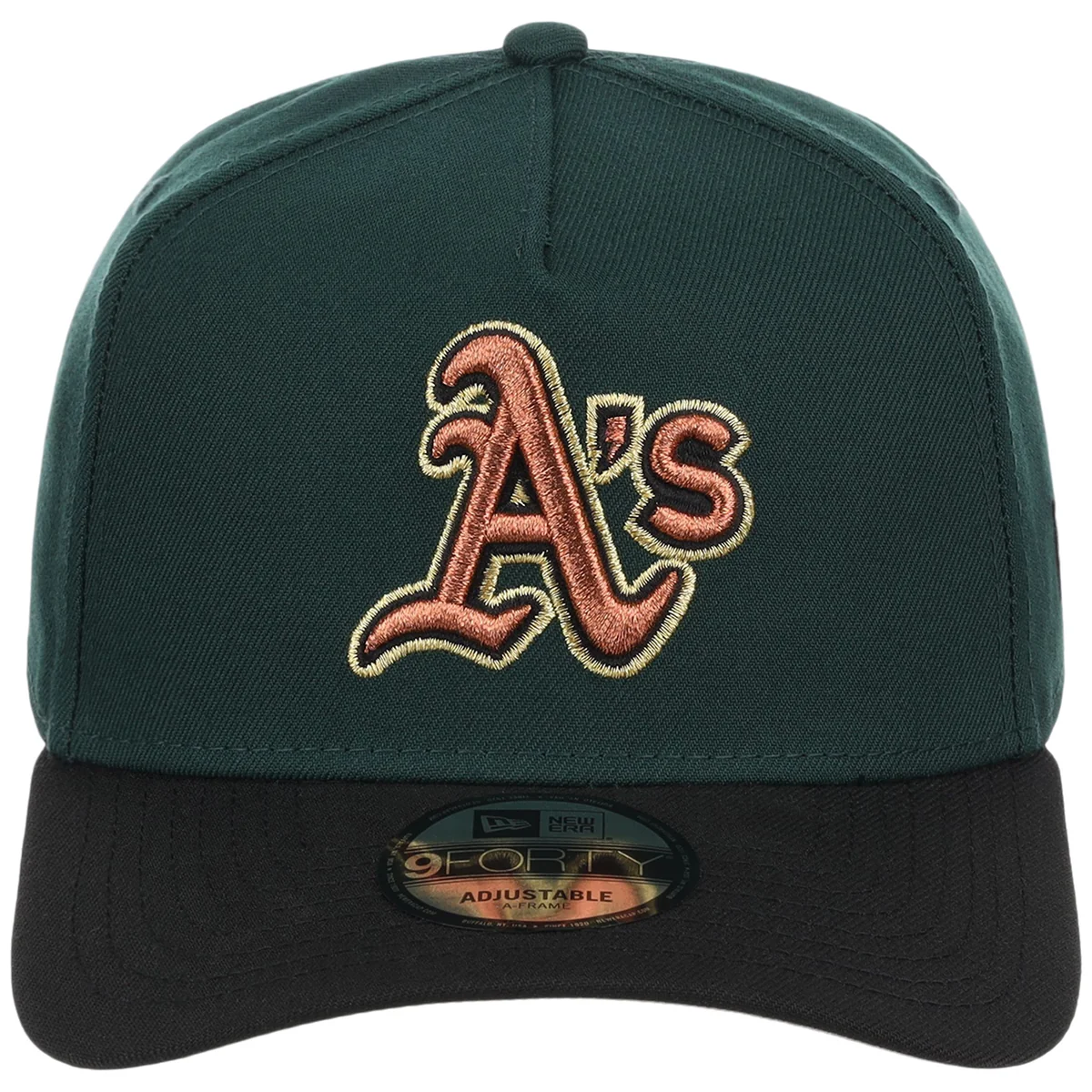 Oakland Athletics MLB Dark Green x Black FASHION CORE New Era 9FORTY A-Frame detail view