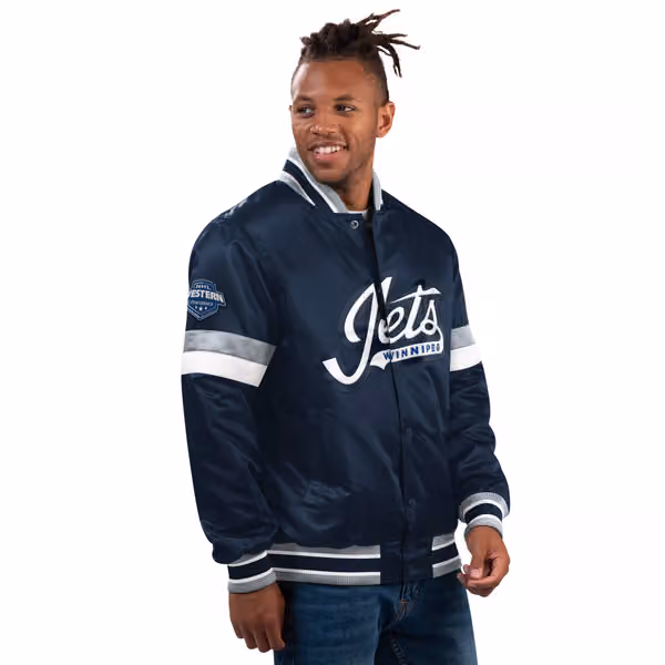 Winnipeg Jets Home Game NHL Varsity Satin Jacket view 2