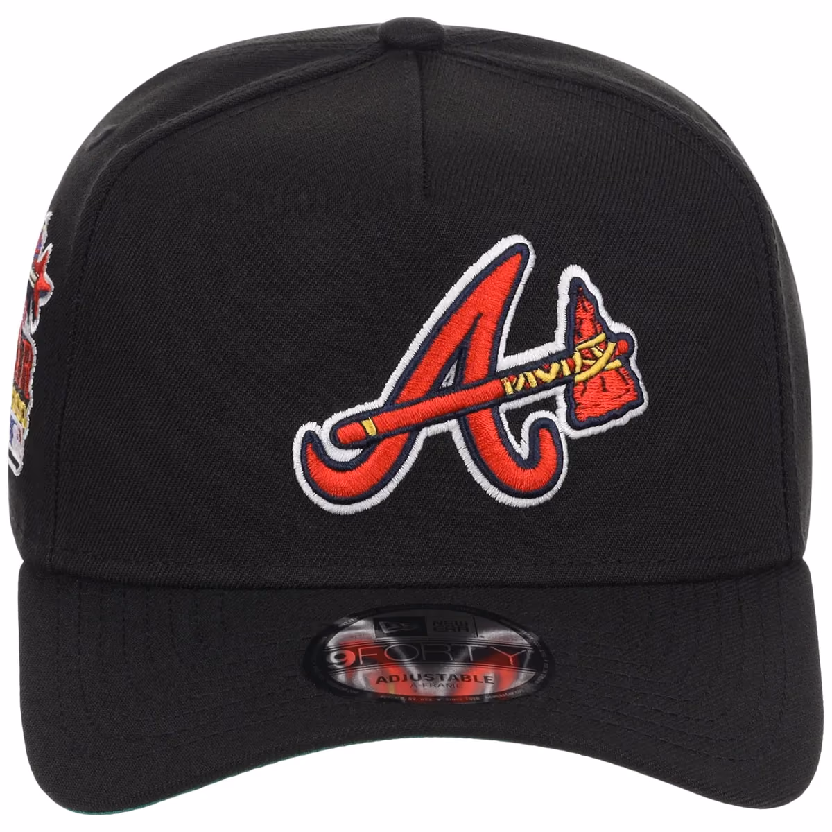 Atlanta Braves MLB Black Dome New Era 9FORTY A-Frame detail view