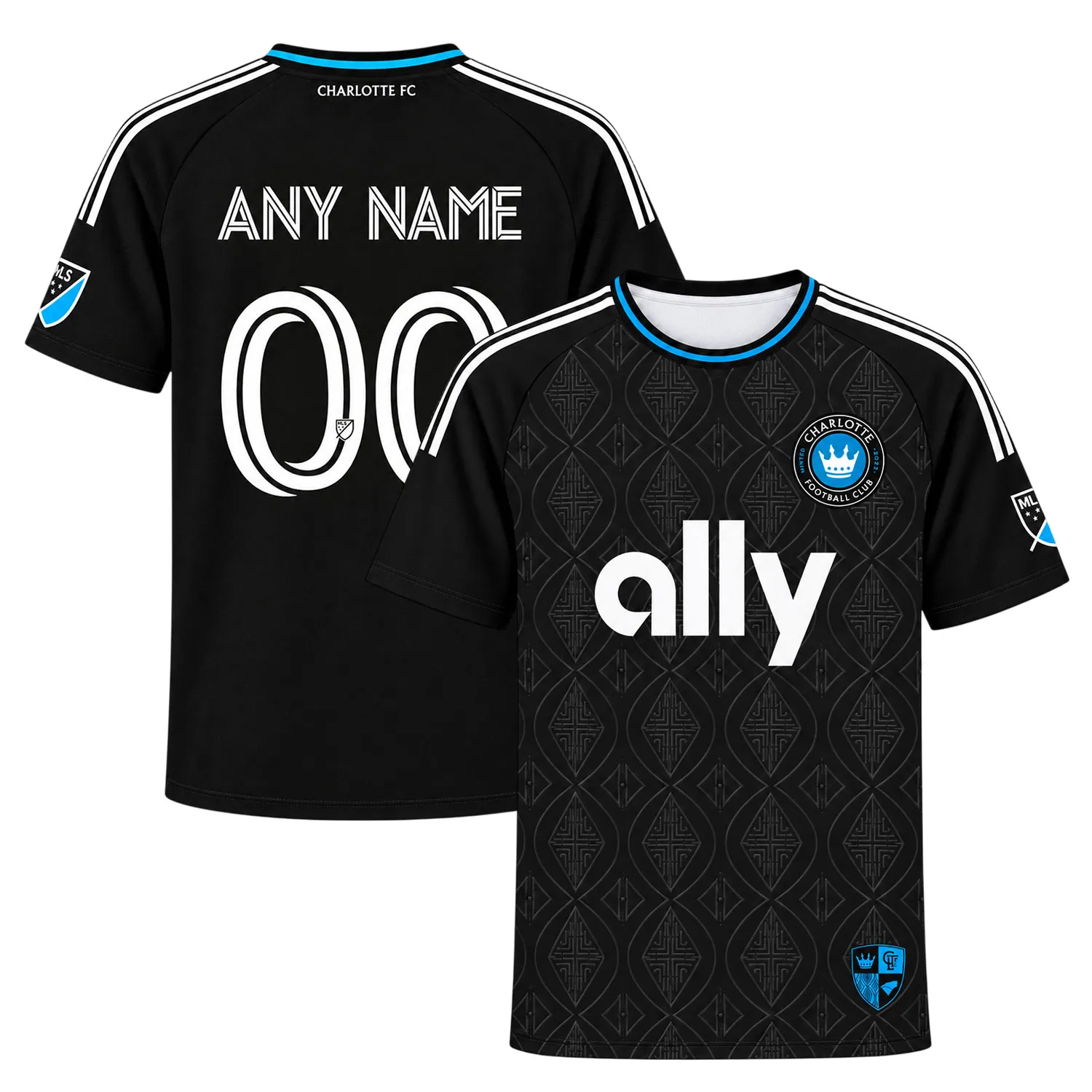 Kids Charlotte FC Black Jersey Custom Player Vibrant Gift