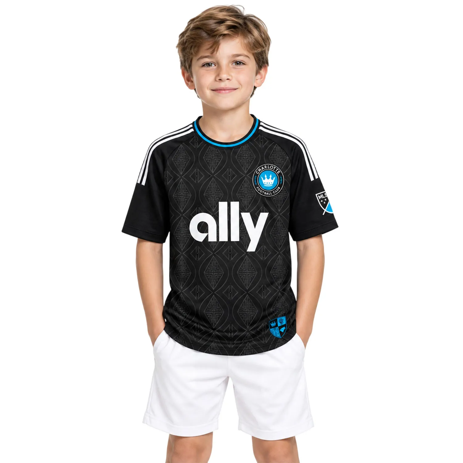 Kids Charlotte FC Black Jersey Custom Player Vibrant Gift