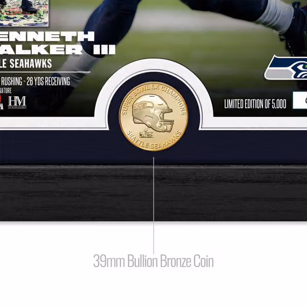 Kenneth Walker III Super Bowl LX MVP Bronze Coin Framed NFL Photo view 3