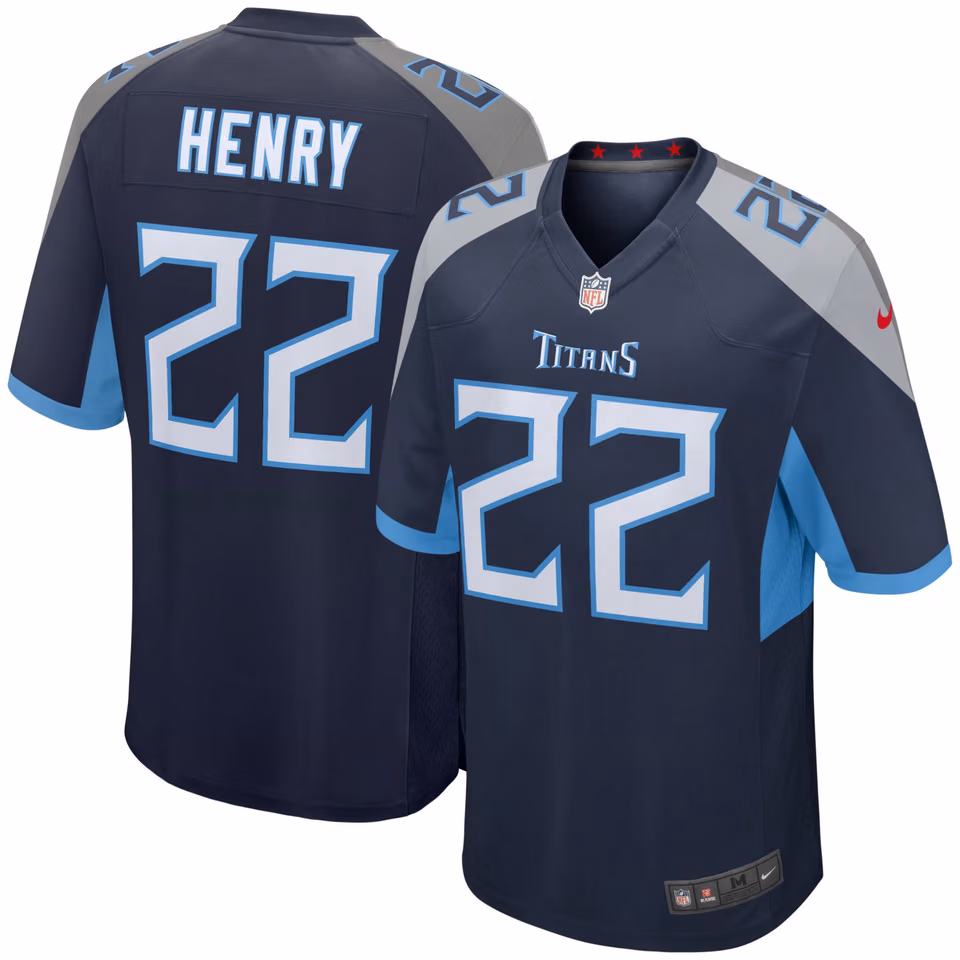 Derrick Henry #22 Tennessee Titans Nike Game NFL Football Jersey Navy view 1