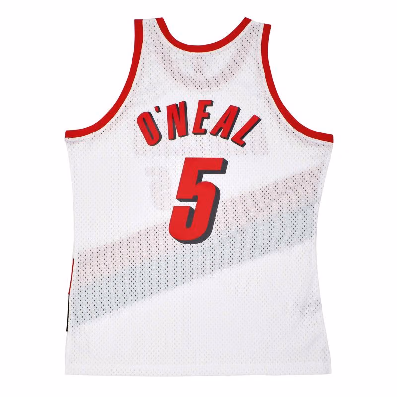 Jermaine O'Neal #5 Portland Trail Blazers 1996-97 Mitchell & Ness Swingman NBA Jersey White view 2