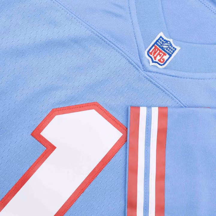 Warren Moon #1 Houston Oilers Mitchell & Ness Throwback NFL Jersey Blue view 4