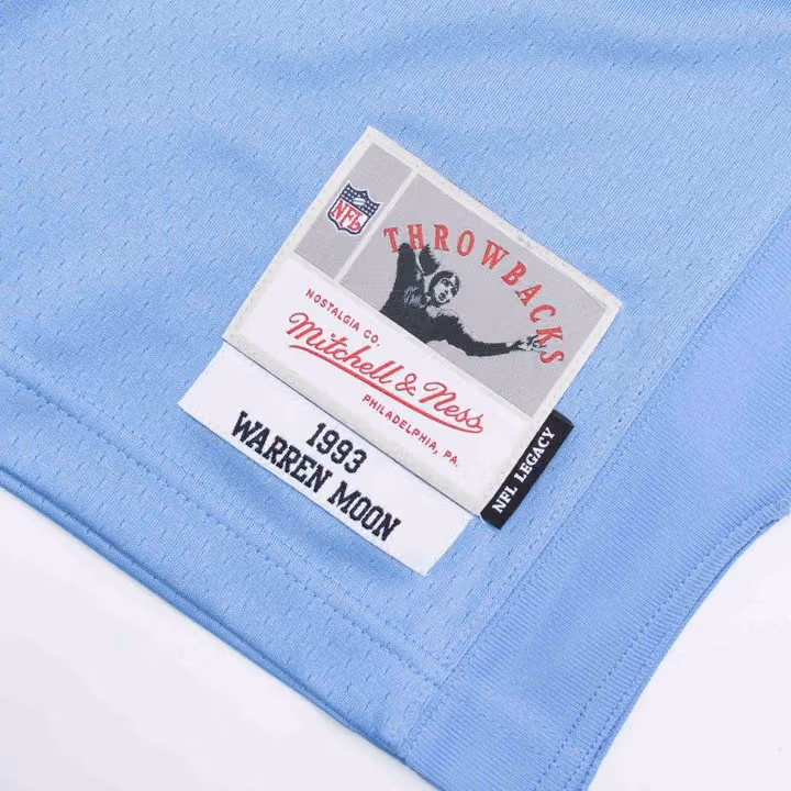 Warren Moon #1 Houston Oilers Mitchell & Ness Throwback NFL Jersey Blue view 3