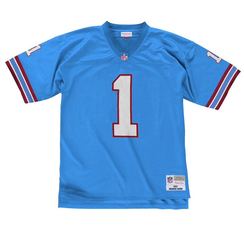 Warren Moon #1 Houston Oilers Mitchell & Ness Throwback NFL Jersey Blue view 1