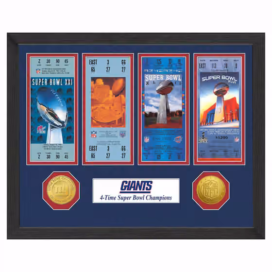 New York Giants Super Bowl Tickets Bronze Coins Framed NFL Photo view 1