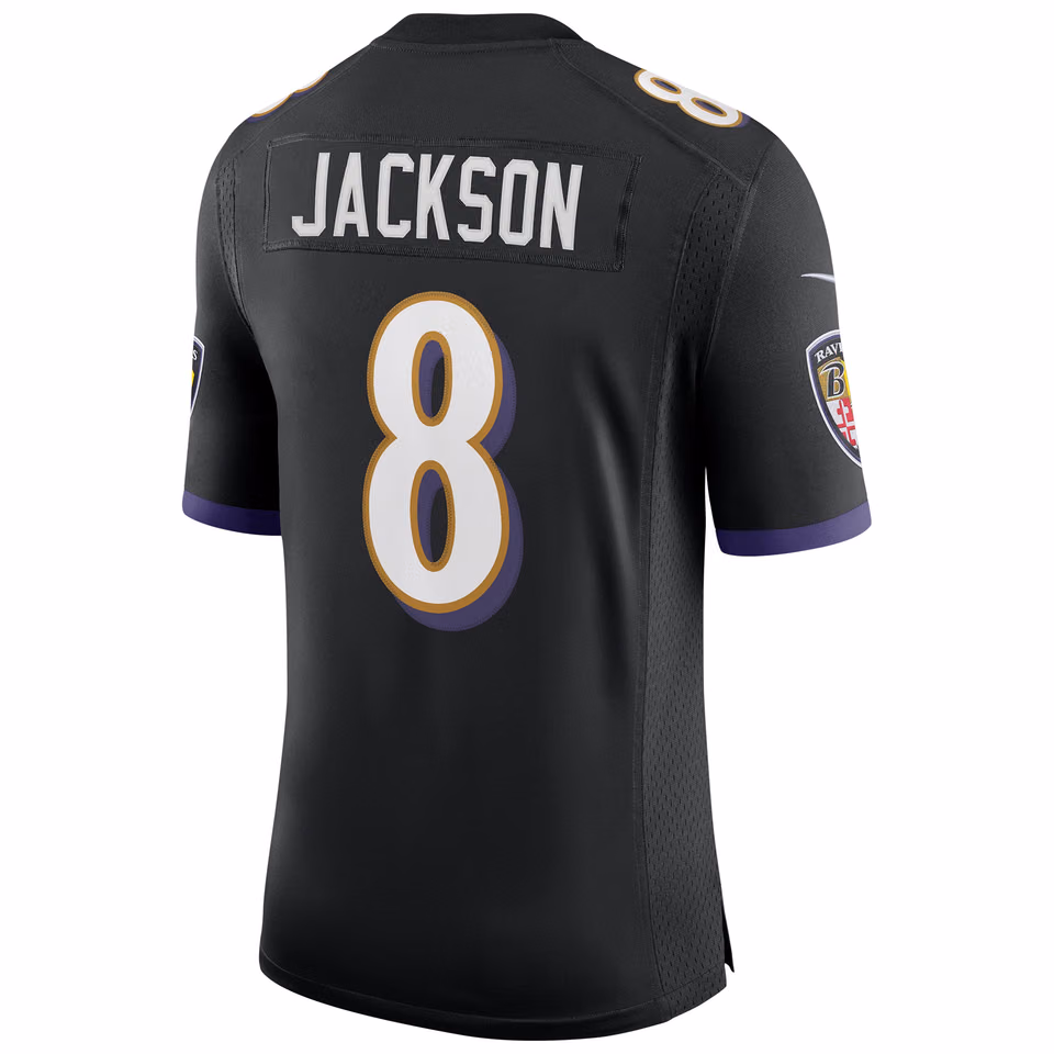 Lamar Jackson #8 Baltimore Ravens Nike Speed Machine Limited NFL Jersey Black view 3