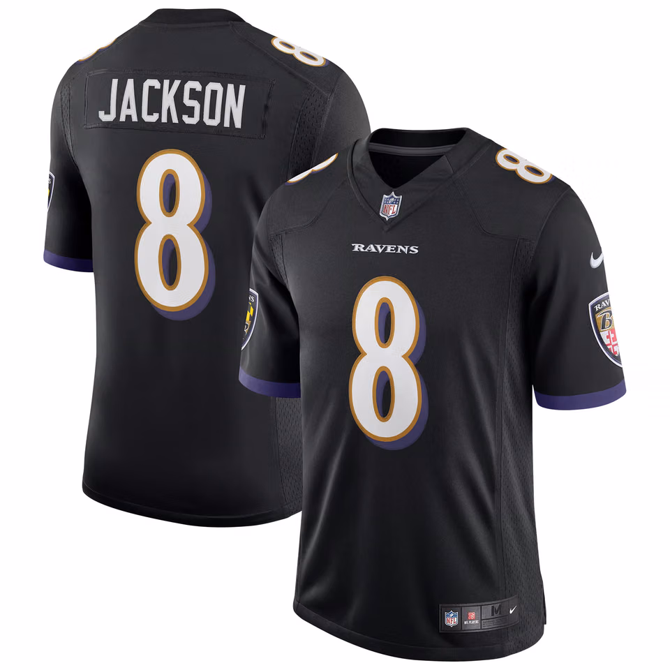 Lamar Jackson #8 Baltimore Ravens Nike Speed Machine Limited NFL Jersey Black view 1