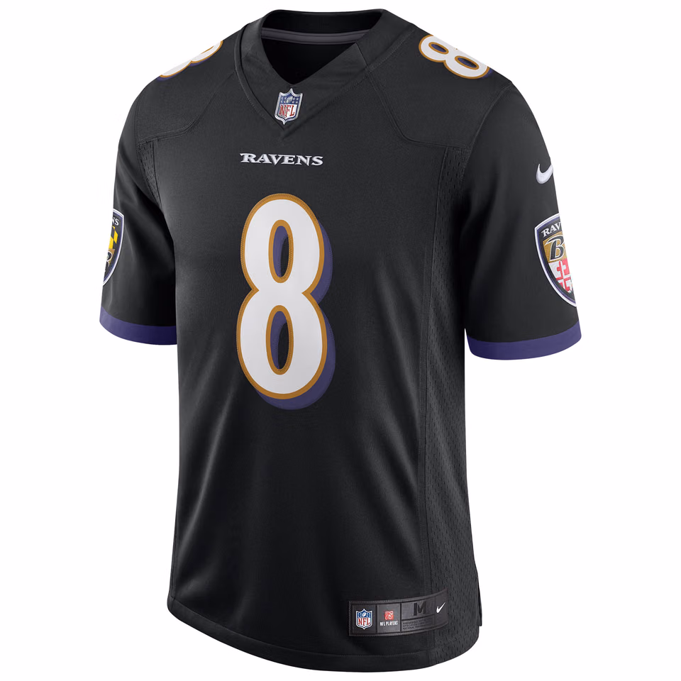 Lamar Jackson #8 Baltimore Ravens Nike Speed Machine Limited NFL Jersey Black view 2