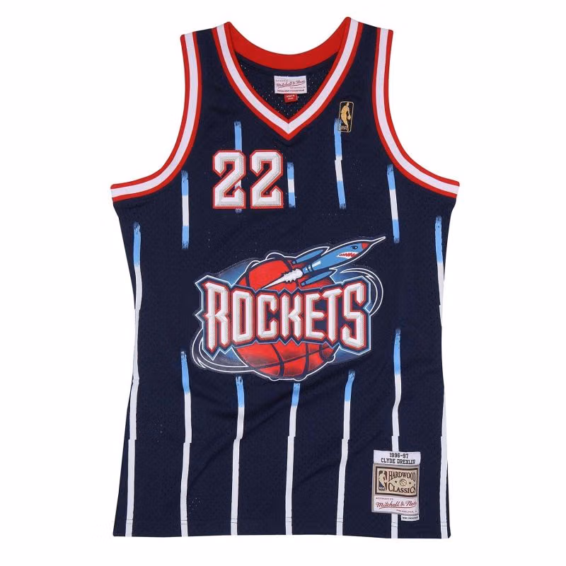 Clyde Drexler #22 Houston Rockets 1996-97 Swingman NBA Jersey Navy view 1