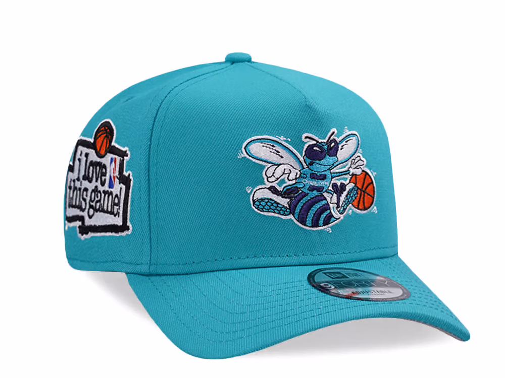 New Era Charlotte Hornets Love this Game Teal Prime Edition 9Forty A Frame Snapback Hat front