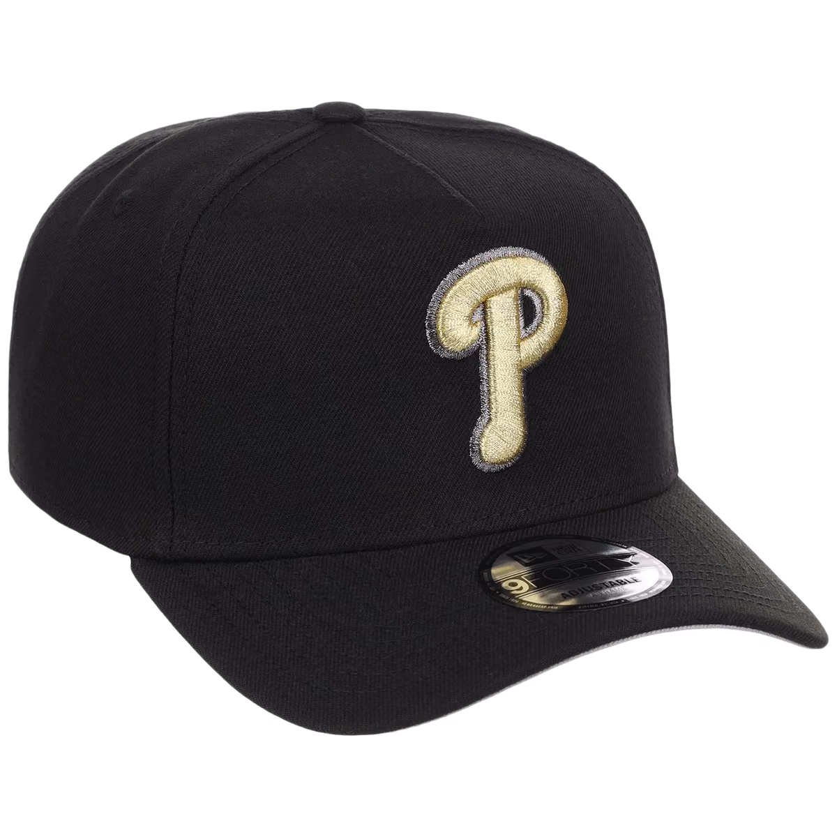 Philadelphia Phillies MLB Black x Gold FASHION CORE New Era 9FORTY A-Frame front view