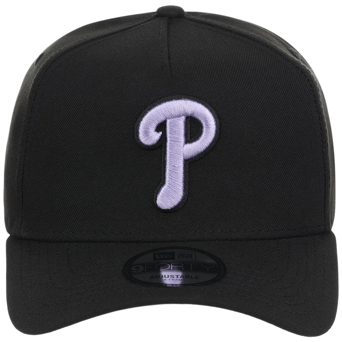 Philadelphia Phillies MLB Black x Lavender FASHION CORE New Era 9FORTY A-Frame detail view