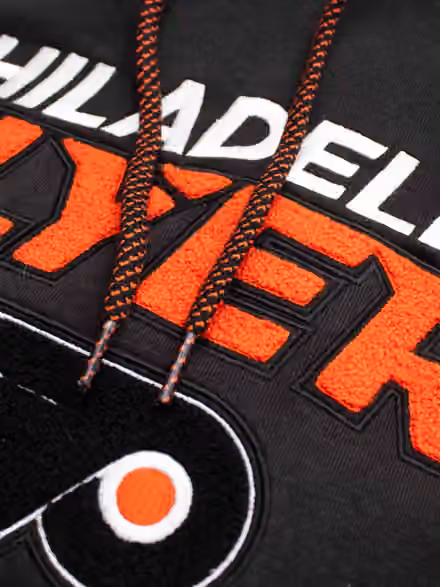Philadelphia Flyers Felt Logo Throwback NHL Hoodie Black view 3
