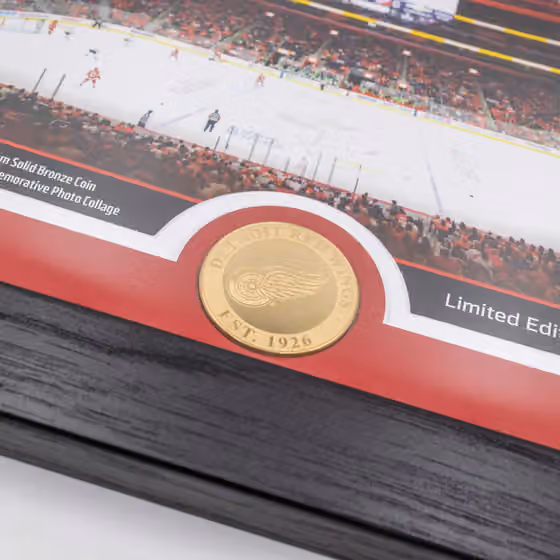 Detroit Red Wings 11-Time Stanley Cup Champions Bronze Coin Framed NHL Photo view 2