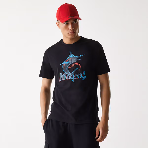 Miami Marlins Team Logo New Era MLB T-Shirt Black view 1