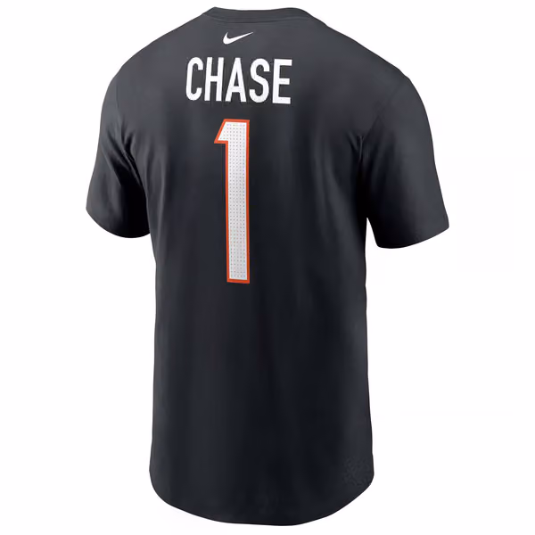 Ja'Marr Chase #1 Cincinnati Bengals Nike Player NFL T-Shirt Black view 3
