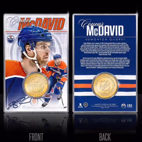Connor McDavid Edmonton Oilers Acrylic Bronze Coin Card view 2