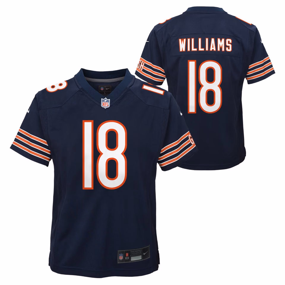 Caleb Williams #18 Chicago Bears Game NFL Jersey Navy (YOUTH) view 1